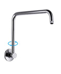 S Shaped Shower Arm Extension With Flange, High Rise 9 Inch Lift And 15 Inch Reach, All Metal 304 Stainless Steel, Chrome Finish