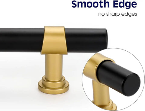 15 Pack 3 Inch Hole Center Black Cabinet Pulls And Barrel Gold Drawer Handles For Kitchen Cabinets And Dressers