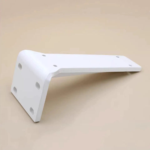 Rock Solid Heavy Duty Folding Shelf Brackets 2 Pack Wall Mounted Right Angle Supports For Open Shelving DIY Projects Ready To Install With Hardware White Powder Coated Steel side view of bracket