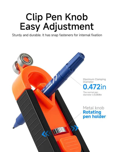 Adjustable Lock Contour Gauge For Nailing Irregular Shapes With Hella Precision showing clip pen knob and pen holder mechanism.