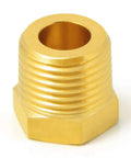 Solid brass reducer bushing 1in to 1/4in NPT adapter for plumbing and air setups, high temperature and pressure tolerant, pack of two.