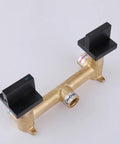 Matte Black Two Handles Shower Faucet Set with brass valve body, showcasing two square black handles and modern design.