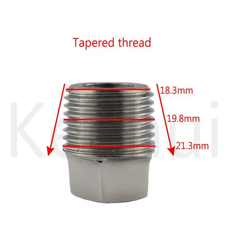 Tapered thread close-up of Heavy Duty Beefy 316 Stainless Steel Garboard Drain Plug Kit With Screws For 1 Inch Hole Marine Boat Transom Plug