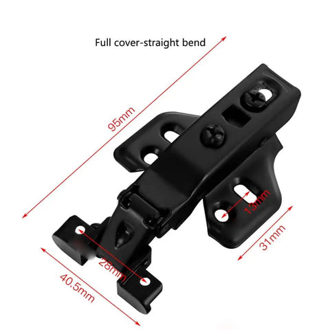Aluminum Frame Glass Door Hinges Set With Hydraulic Damping Buffers For Display Cabinets, shown with measurements.