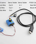Ultra Light 3.7g Digital RC Servo GH-S37D, 3-pin signal, next to a servo tester and cables on a white background