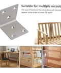 Thickened Stainless Steel L Shaped Corner Brackets Built Tough For Furniture Assembly shown reinforcing furniture and shelves.