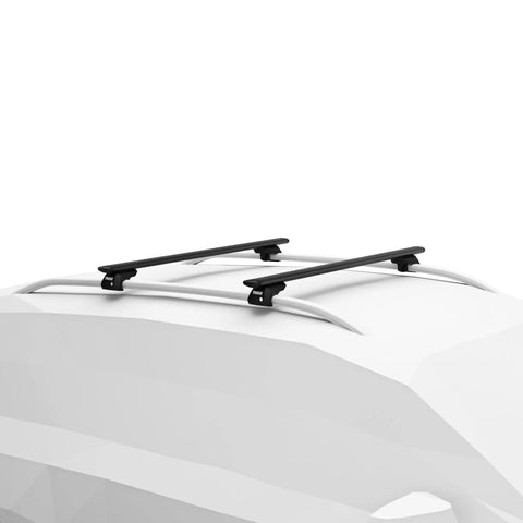 WingBar Evo 150 60 Inch Black Roof Rack Crossbars With Wind Diffuser Tech installed on vehicle