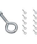 Eye Bolt 3/8 Inch By 4 Inch Zinc Plated, 10 Pack For Indoor And Outdoor Use, arranged on white background