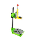 Beefy Drill Press Stand For Home Workshop with Stable Workbench Setup, adjustable clamp up to 11.81 inches, and 90 degree rotating base.