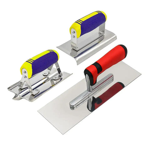 3 Piece Stainless Steel Concrete Tools Set With Finishing Trowel 11 By 4 Inch Edger 6 By 3 Inch One Half Inch Radius Groover 6 By 3 Inch