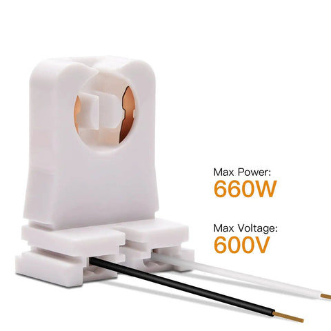 Bulk 30 Pack Non Shunted Turn Type T8 Lamp Holder UL Socket Tombstone With 10 Inch Wires for Fluorescent Tube Retrofit
