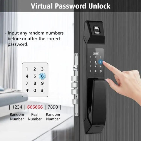 Hella Tight Heavy Duty Fully Automatic Smart Door Lock With Fingerprint Scanner Digital Keypad RFID Card Entry Smooth Install Keyless Home Security Beast Mode Plus Doorbell