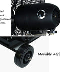 Badass Heavy Duty Mist Fan With Solid Metal Build Rock Solid Cooling Power to Block Heat Featuring Adjustable 3 Speeds and Humidifying Spray for Your Shop Patio or Outdoor Hangout wind speed adjustment button and movable design close-up