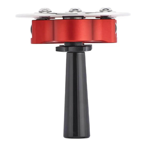 One Station Disc Bender for sheet metal with large disc handle, front view showing red and black components.