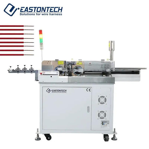 Bullet Proof Fully Automatic Eight Head Wire Tinning Machine For Cable Plants Quick Cutting Stripping Twisting Tool with digital controls.