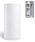 Kick Clutter To The Curb Slick Rotating Corner Shelf With 360 Degree Swivel Base For Bathroom Or Kitchen Storage Wall Mounted Triangle Rack in white.