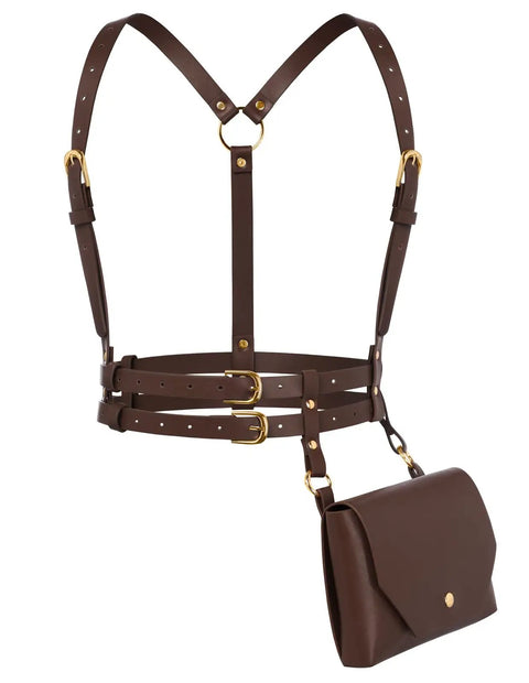 Absolutely Rad Renaissance Belt Pouch For Women, Dope Pirate Halloween Cosplay Hip Bag with adjustable brown PU leather straps.