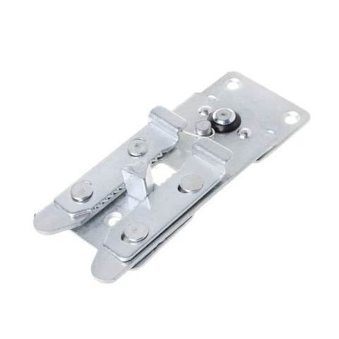 Close-up of Hidden Sofa Hinge Bracket for Sectional Connectors and Bed Holder with silver finish, iron mount design
