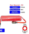 Seamless Install PU Air Compressor Hose Tube Flexible Spiral Pneumatic Tubing Orange, 3M length with quick connections.