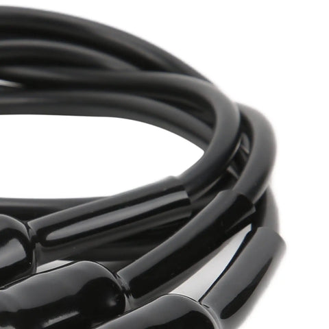 Close-up of black cable detail for LED Illuminated Handlebar Switch With Stainless Steel Horn, Headlight, And Spot Lamp Control