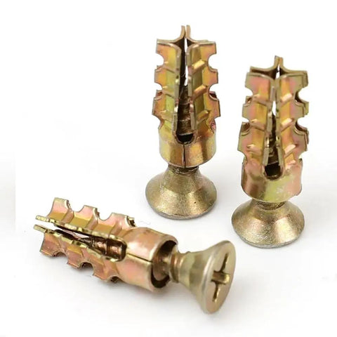 Close-up of Heavy-Duty 6x14mm Wall Expansion Plug and Self-Tapping Screw Anchoring Kit for solid stone, drywall, and concrete.