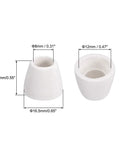 Two white tapered ceramic insulator beads, 8 mm bore, 16.5 mm diameter, 14 mm tall; high-temp use.