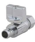 Twenty Pack 1/4 Turn Straight Shut Off Valve 3/8 Inch Compression X 1/2 Inch PEX Chrome Plated Lead Free Brass