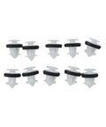 Premium Side Door Skirt Retainer Clips With Durable Door Trim Panel Fasteners That Are Straight Up Fire For Tesla Model Y And Model 3 Aftermarket Auto Body Hardware Kit Engineered For Perfect Fit - 10 piece white clips with black rings.