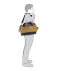 Person carrying Trade Series 16 Inch Tool Bag with Zippered Main Compartment, 23 Pockets, Metal Frame, Removable Strap
