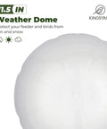 Close-up view of 11.5-inch weatherproof dome for Outdoor Finch Bird Feeder Tube With Rainproof Dome Metal Mesh For Nyjer Thistle Seed No Mess 2.5 Lb Capacity Large Removable Tray Easy Hang Mount Weatherproof Yellow Design.