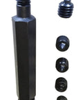 Heavy Duty Seven Piece Transfer Screw Kit With Solid Handle And Six 3/8 Inch 16 Thread Inserts for precise hole alignment.