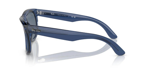 Side view of Wayfarer Reverse Low Bridge Fit Sunglasses in Transparent Navy and Dark Blue Lenses, 53 mm Bio Acetate Frame