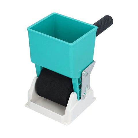 Portable Adhesive Roller Drum For Woodworking Projects Delivers Slick Glide Of Liquid Glue Over Pvc And Latex Veneer Preventing Zero Drip Nonsense While Guaranteeing Hella Smooth Application with foam roller and tank.