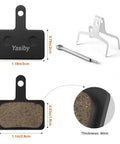 Diagram of High Performance Disc Brake Pads For MTB Bikes With Installation Tools, showing dimensions and materials.