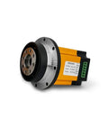 100W Brushless DC Servo Motor With Integrated Planetary Reducer for Robotic Joints, yellow casing, side view
