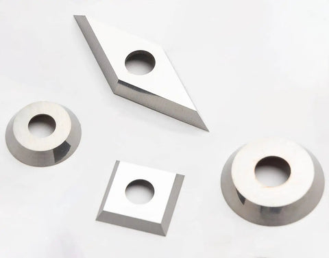 Top Tier Tungsten Carbide Wood Lathe Turning Inserts 16 Piece Heavy Duty Replacement Set with sharp point shapes and designs.