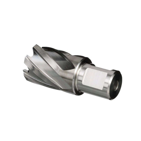 Front-angle view of Drill America DWC5-530-116 5/8 in x 1 in high-speed steel annular cutter.