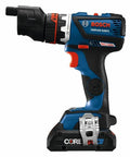 Compact 18V Cordless Drill Driver With Brushless Motor And Rugged Locking Chuck Supporting 5In1 Flexiclick Quick Swap System Paired With A Badass 4Ah Battery Pack, side view showing detailed design.