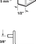 Diagram of 5mm Steel Nickel Plated Shelf Support Pegs 8 Pack For Cabinets And Bookcases, showing dimensions and design details.