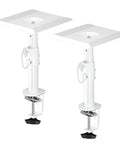 Two Pack Heavy Duty Clamp On Speaker Stands For Desk Mounts With Height Adjustable Pole And Tilt Swivel, White