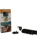 Ten Pack 2 Inch Decorative Angle Rafter Clips With Sunset Powder Coated Finish For Pergola Deck And Fence Top Shelf Builder Hardware, including screws and packaging.