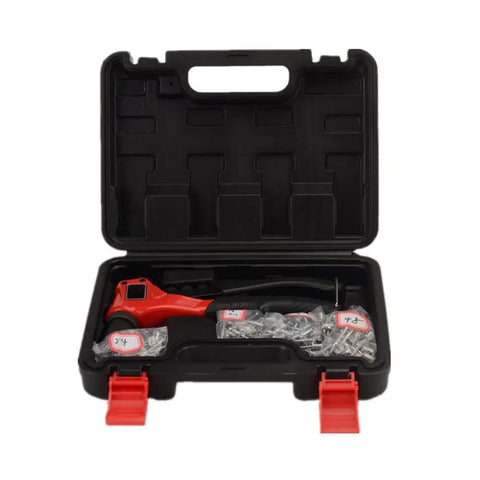 FLZOSPER Heavy Duty Pop Rivet Gun With 200 Pcs Aluminum Blind Rivets Assortment Kit in black carrying case.