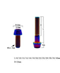 Five Pack Titanium M6x1 Thread 25mm Hex Socket Head Bolts For Bike Stem Burnt Blue Titanium Finish Tapered Head
