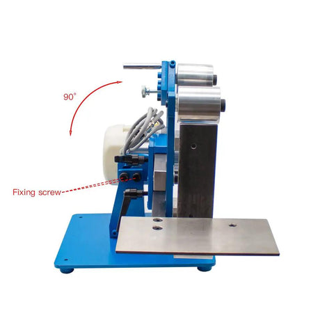 No Fluff 915X50MM Belt Grinder Machine Powered By Beast Mode 750W Brushless Motor showing side view with a steel frame and fixing screw.