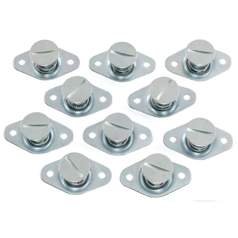 Straight Up Heavy Duty Quarter Turn Fasteners With Five Sixteen Inch Shank Zinc Plated Steel Slotted Drive Self Ejecting Mechanism Race Ready Built Tough For Street Racing Or Weekend Garage Mods - 10 pack of flush head fasteners.