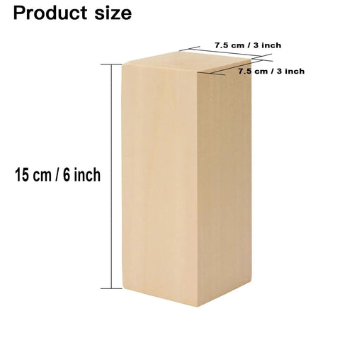 Two Pack 6 By 3 By 3 Inch Basswood Carving Blocks For Whittling And Beginner Woodworking, Soft Bass Wood Blanks, size dimensions shown