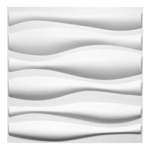 White 3D Wall Panels Dope Wave Design PVC Waterproof Paintable Durable Plastic Accent Wall Tiles, matte finish close-up