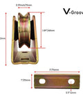 Tough As Nails 2 Inch V Groove Caster Set For Smooth Sliding Gate Tracks Heavy Duty Carbon Steel Ball Bearing Rollers Zinc Coated Rolling Hardware That Runs Real Smooth 4 Pack showing dimensions and V-groove design.