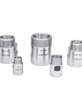 Set of 5 silver metal ER collet thread adapters for spindle motors (ER11–ER32)