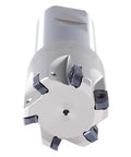 High Feed 1.5 Inch Indexable End Mill With 1.25 Inch Shank, 6 Flutes, TiAlN Carbide Coating, And LNMU030312R-JM Inserts